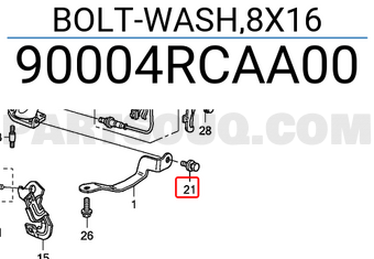Honda 90004RCAA00 BOLT-WASH,8X16