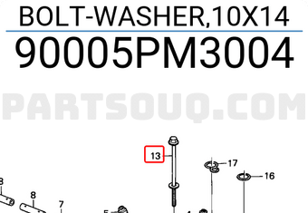 Honda 90005PM3004 BOLT-WASHER,10X14