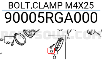 Honda 90005RGA000 BOLT,CLAMP M4X25