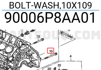 Honda 90006P8AA01 BOLT-WASH,10X109