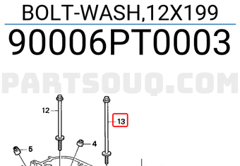 Honda 90006PT0003 BOLT-WASH,12X199