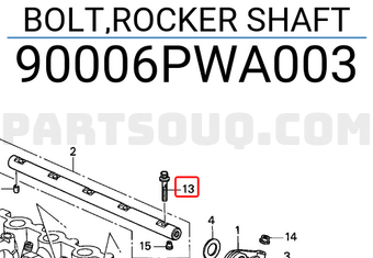 Honda 90006PWA003 BOLT,ROCKER SHAFT