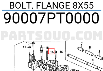 Honda 90007PT0000 BOLT, FLANGE 8X55