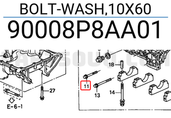 Honda 90008P8AA01 BOLT-WASH,10X60