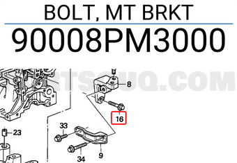 Honda 90008PM3000 BOLT, MT BRKT