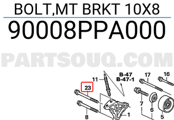 Honda 90008PPA000 BOLT,MT BRKT 10X8