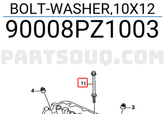 Honda 90008PZ1003 BOLT-WASHER,10X12