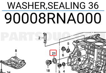 Honda 90008RNA000 WASHER,SEALING 36