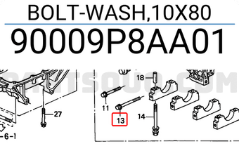 Honda 90009P8AA01 BOLT-WASH,10X80