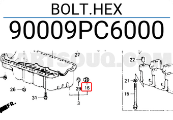 Honda 90009PC6000 BOLT.HEX