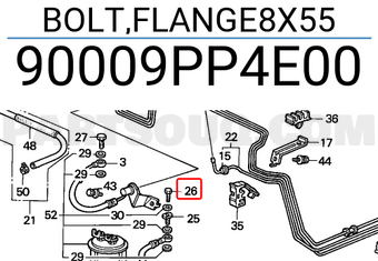 Honda 90009PP4E00 BOLT,FLANGE8X55