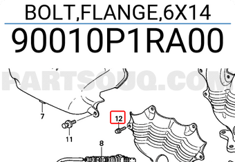 Honda 90010P1RA00 BOLT,FLANGE,6X14