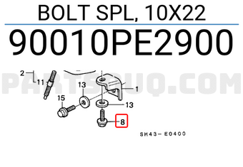 Honda 90010PE2900 BOLT SPL, 10X22