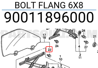 Honda 90011896000 BOLT FLANG 6X8