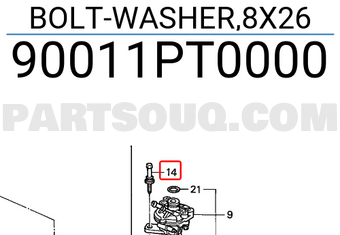 Honda 90011PT0000 BOLT-WASHER,8X26