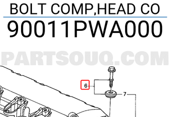 Honda 90011PWA000 BOLT COMP,HEAD CO