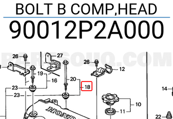 Honda 90012P2A000 BOLT B COMP,HEAD
