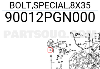 Honda 90012PGN000 BOLT,SPECIAL,8X35