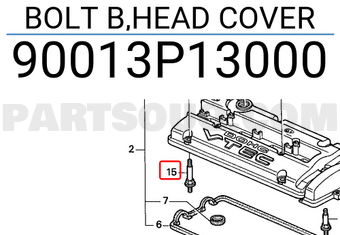 Honda 90013P13000 BOLT B,HEAD COVER