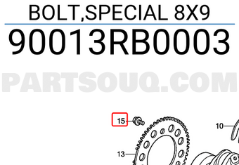Honda 90013RB0003 BOLT,SPECIAL 8X9