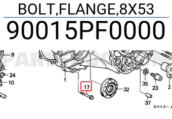 Honda 90015PF0000 BOLT,FLANGE,8X53