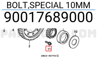 Honda 90017689000 BOLT,SPECIAL 10MM