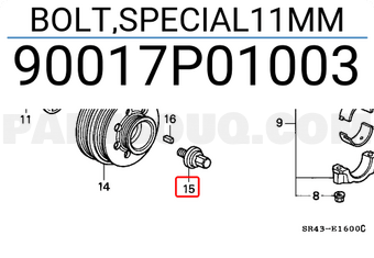 Honda 90017P01003 BOLT,SPECIAL11MM