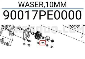 Honda 90017PE0000 WASER,10MM