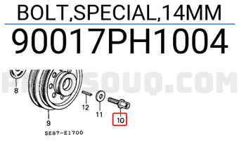 Honda 90017PH1004 BOLT,SPECIAL,14MM