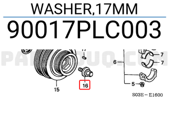 Honda 90017PLC003 WASHER,17MM