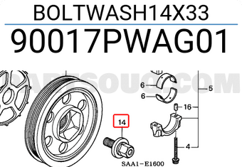 Honda 90017PWAG01 BOLTWASH14X33