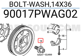 Honda 90017PWAG02 BOLT-WASH,14X36