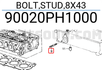 Honda 90020PH1000 BOLT,STUD,8X43