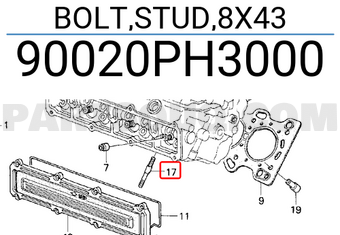 Honda 90020PH3000 BOLT,STUD,8X43