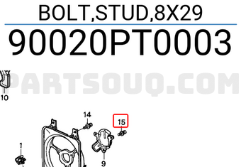 Honda 90020PT0003 BOLT,STUD,8X29