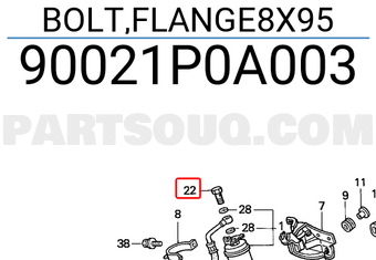 Honda 90021P0A003 BOLT,FLANGE8X95