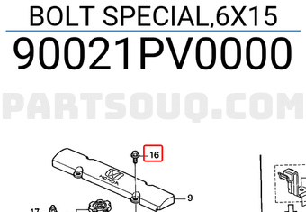 Honda 90021PV0000 BOLT SPECIAL,6X15
