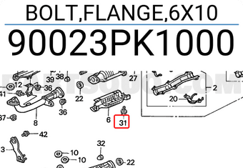 Honda 90023PK1000 BOLT,FLANGE,6X10
