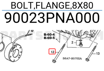 Honda 90023PNA000 BOLT,FLANGE,8X80