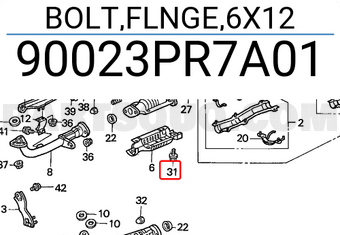 Honda 90023PR7A01 BOLT,FLNGE,6X12