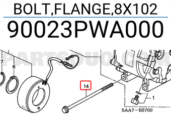 Honda 90023PWA000 BOLT,FLANGE,8X102