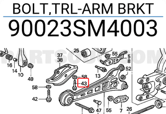 Honda 90023SM4003 BOLT,TRL-ARM BRKT