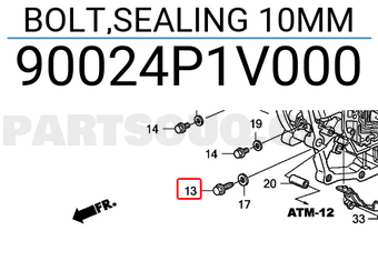 Honda 90024P1V000 BOLT,SEALING 10MM