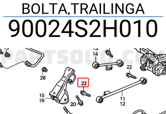Honda 90024S2H010 BOLTA,TRAILINGA