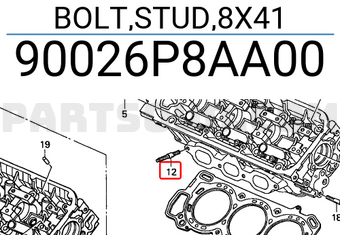 Honda 90026P8AA00 BOLT,STUD,8X41