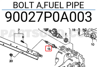 Honda 90027P0A003 BOLT A,FUEL PIPE
