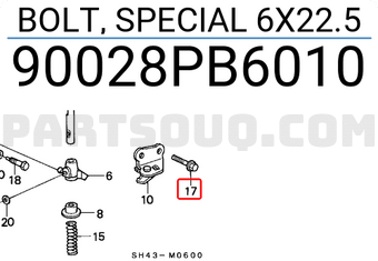 Honda 90028PB6010 BOLT, SPECIAL 6X22.5