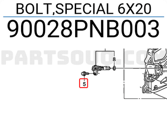 Honda 90028PNB003 BOLT,SPECIAL 6X20