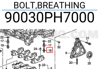 Honda 90030PH7000 BOLT,BREATHING