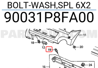 Honda 90031P8FA00 BOLT-WASH,SPL 6X2